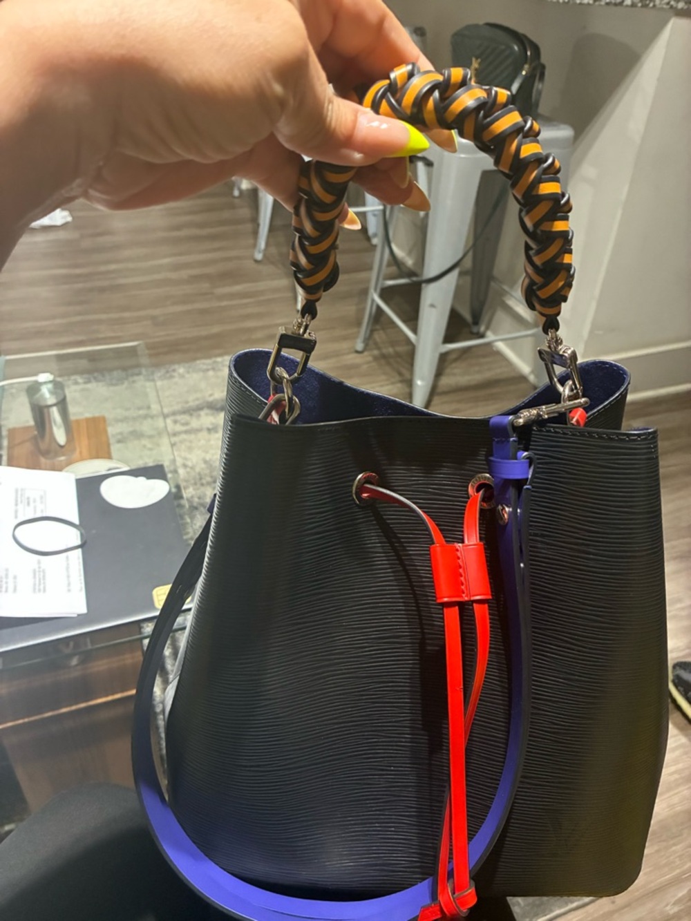 Like new Authentic Louis Vuitton
Epi Braided Neonoe MM Navy